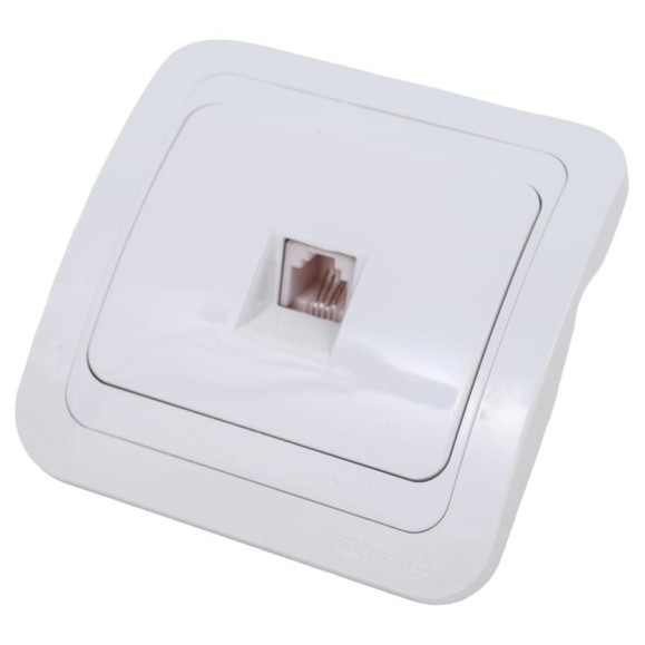 Розетка телефонная MAKEL 1-м СП Mimoza 16А IP20 бел./бел. 12014