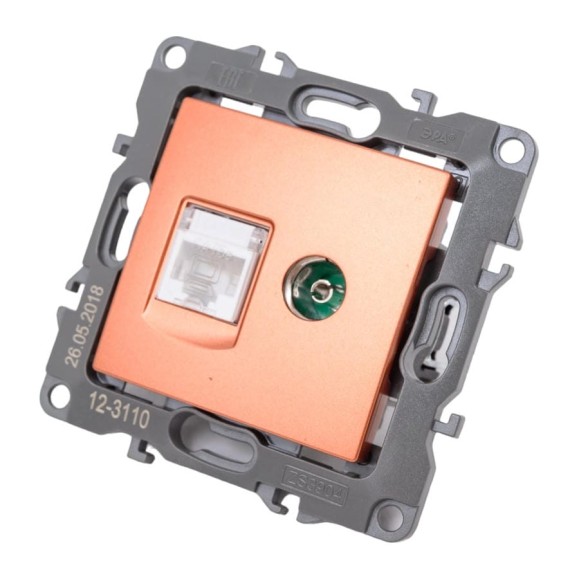 Комбинированная розетка ЭРА 12-3110-14 RJ45 TV, IP20, 12, медь Б0027449 Комбинированная розетка ЭРА 12-3110-14 RJ45 TV, IP20, 12, медь Б0027449