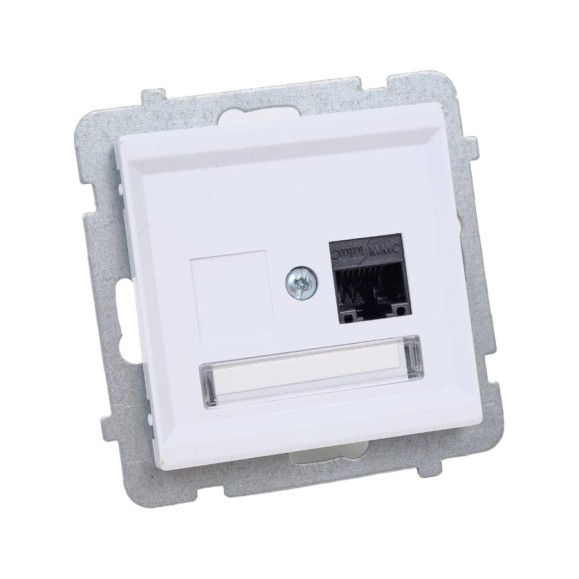 Компьютерная розетка Ospel Sonata 1-я, категория 5e, RJ-45, без рамки, белый GPK-1R/K/m/00
