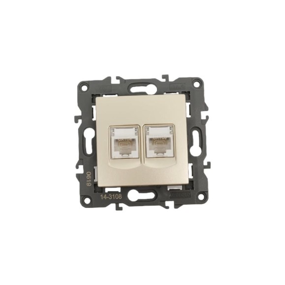Розетка ЭРА 14310804 2хRJ45, IP20, шампань Б0034311 Розетка ЭРА 14310804 2хRJ45, IP20, шампань Б0034311