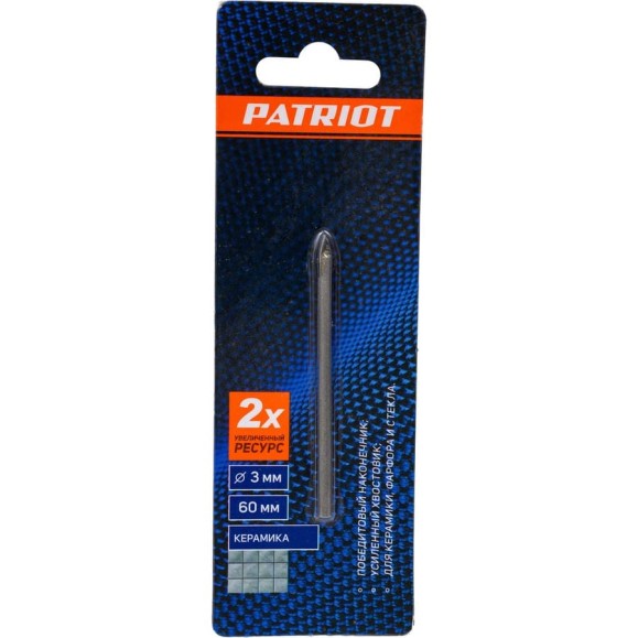 Сверло по керамике (3х60 мм) EDGE by PATRIOT 815010060 Сверло по керамике (3х60 мм) EDGE by PATRIOT 815010060