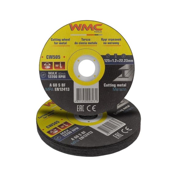 Круг отрезной абразивный 125x1.2x22.2 мм, 10 шт WMC TOOLS WMC-CW505/10шт к-т/(59864) Круг отрезной абразивный 125x1.2x22.2 мм, 10 шт WMC TOOLS WMC-CW505/10шт к-т/(59864)