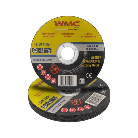 Круг отрезной 125x1.0x22.2 мм, 10 шт WMC TOOLS WMC-CW705/10 шт к-т/(59860)