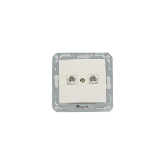 Двухместная телефонная розетка RJ -11, крем Volsten Violet V01-22-F22-M 9141