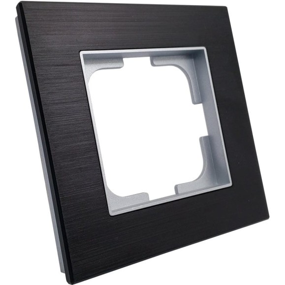 Рамка 1-местная Ovivo PRIME ELEMENTS ALUMINIUM, черный/серебро 403-500020-096