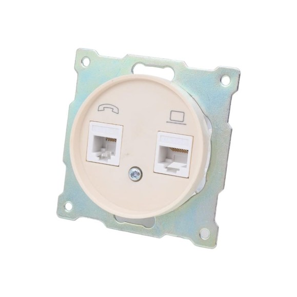 Двойная розетка OneKeyElectro телефон/компьютер RJ11/RJ45 кат.5e 1E20801301 2172794