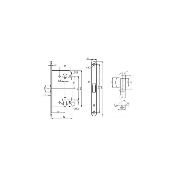 Корпус замка PUNTO PL85-50/BL CP (хром) 49221 Корпус замка PUNTO PL85-50/BL CP (хром) 49221