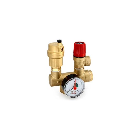 Группа безопасности котла Uni-Fitt Mini до 50 кВт, 1", 3 бар, латунь 254G4530