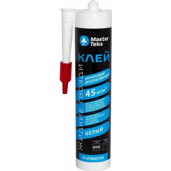 Клей акриловый МАСТЕР ТЕKS PM ЖГ 45 кг/м2 декоративный 0,528 белый 9753296 Клей акриловый МАСТЕР ТЕKS PM ЖГ 45 кг/м2 декоративный 0,528 белый 9753296