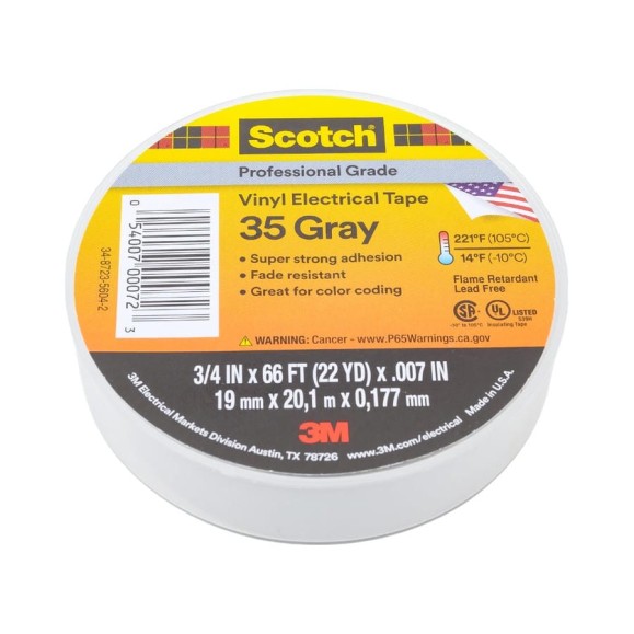 Изоляционная лента высшего класса 3М Scotch 35 серая 19мм х 20м х 0,18мм 7000031674 Изоляционная лента высшего класса 3М Scotch 35 серая 19мм х 20м х 0,18мм 7000031674