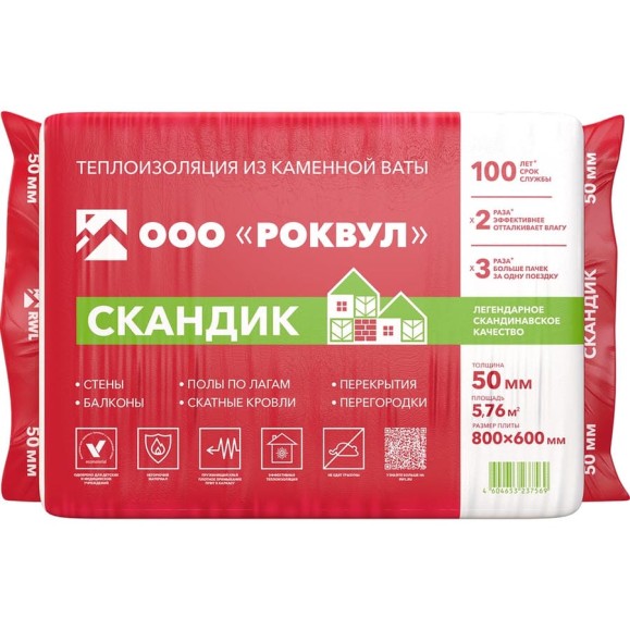 Теплоизоляционная плита RWL ЛАЙТ БАТТС СКАНДИК 50 мм 132919 Теплоизоляционная плита RWL ЛАЙТ БАТТС СКАНДИК 50 мм 132919