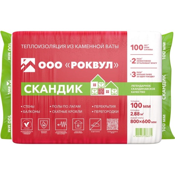 Теплоизоляционная плита RWL ЛАЙТ БАТТС СКАНДИК 100 мм 171943 Теплоизоляционная плита RWL ЛАЙТ БАТТС СКАНДИК 100 мм 171943