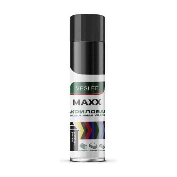 Аэрозольная краска Veslee MAXX 650мл черный глянцевый RAL 9005 VX9005 Аэрозольная краска Veslee MAXX 650мл черный глянцевый RAL 9005 VX9005