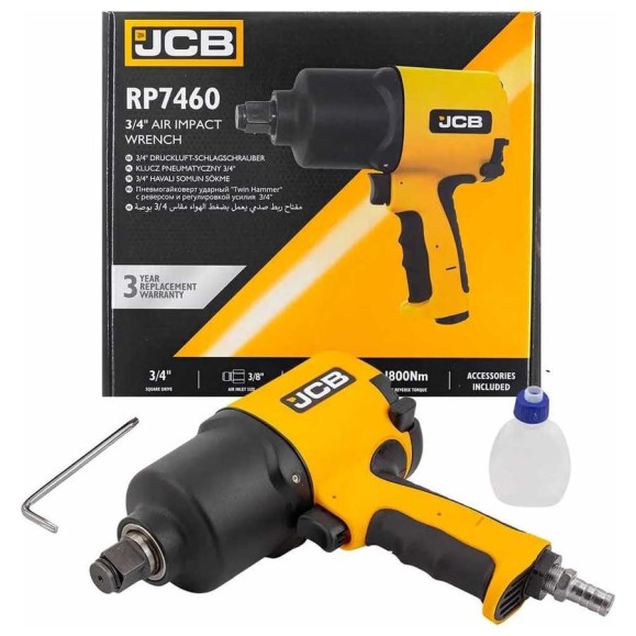 Пневмогайковерт ударный JCB "Twin Hammer" 3/4" с реверсом JCB-RP7460(58329)