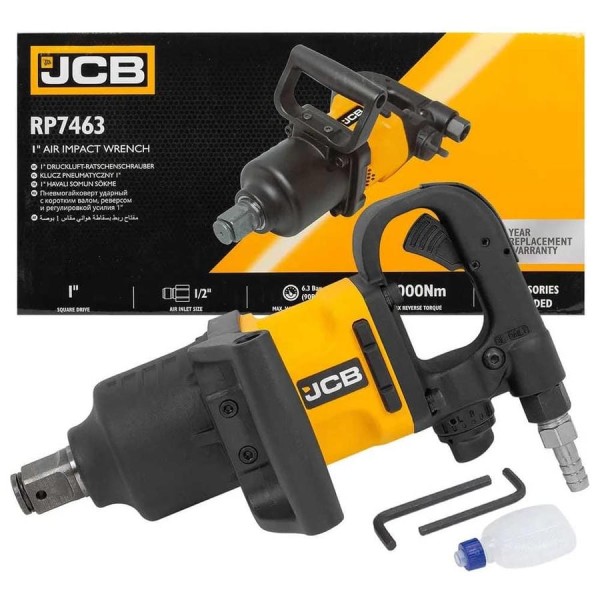 Пневмогайковерт ударный JCB с коротким валом, реверсом и регулировкой усилия 1" JCB-RP7463(58333)