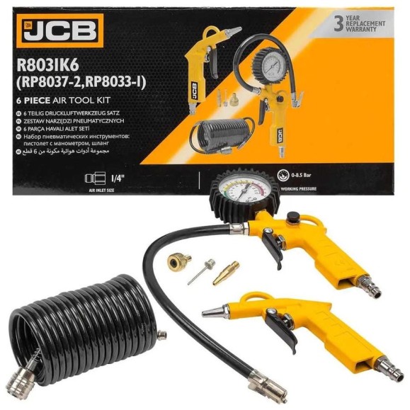 Набор пневматических инструментов JCB пистолет с манометром, шланг RP8031K6(58325) JCB-RP8031K6 /RP8037-2/RP8033-1/(58325) Набор пневматических инструментов JCB пистолет с манометром, шланг RP8031K6(58325) JCB-RP8031K6 /RP8037-2/RP8033-1/(58325)