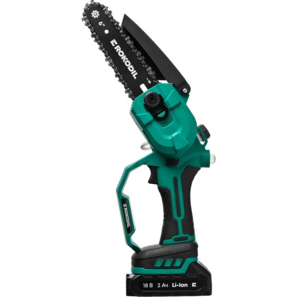 Аккумуляторная цепная мини пила Rokodil Cutter Pro, 6, 2 АКБ, электропила для дачи и сада 1049786