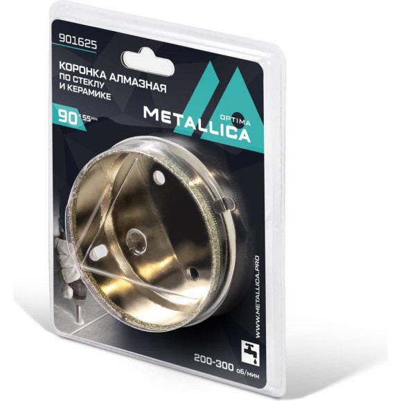 Коронка алмазная 90x55 мм, #80, по стеклу и плитке METALLICA Optima 901625 Коронка алмазная 90x55 мм, #80, по стеклу и плитке METALLICA Optima 901625