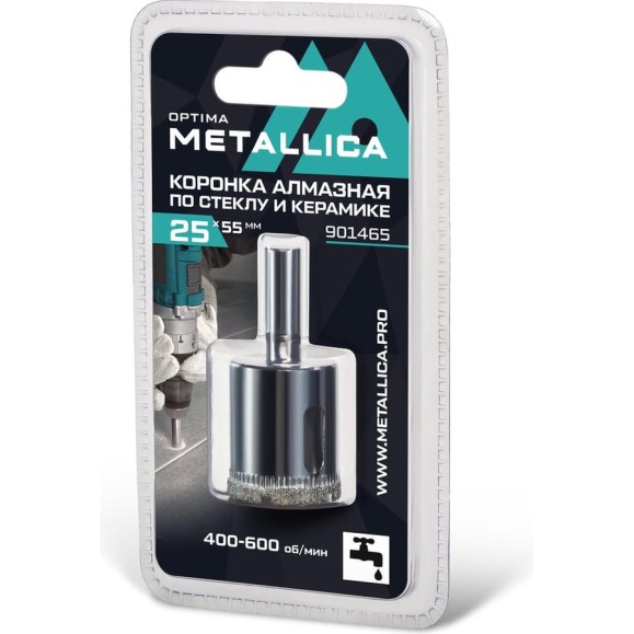 Коронка алмазная 25x55 мм, #80, по стеклу и плитке METALLICA Optima 901465