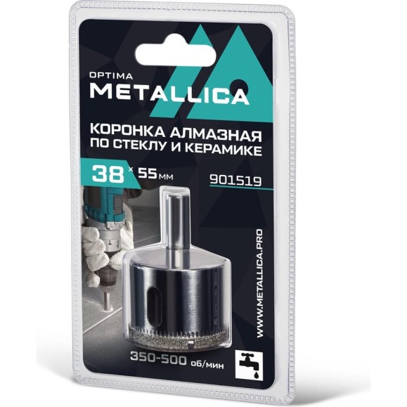 Коронка алмазная 38x55 мм, #80, по стеклу и плитке METALLICA Optima 901519
