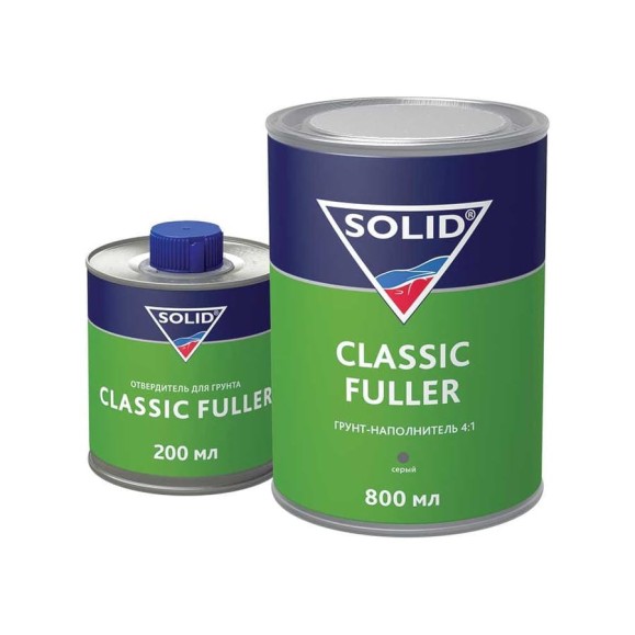 Грунт-наполнитель SOLID CLASSIC FULLER GREY (800+200 мл) 4:1 (комплект с отвердителем), цвет: серый 399.8081.20