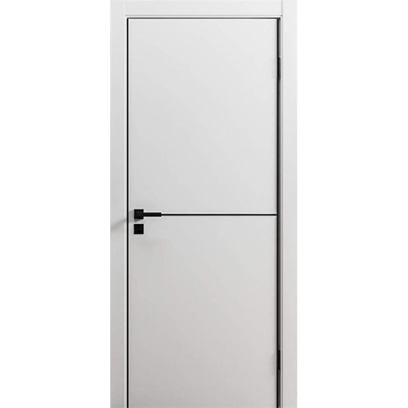 Дверь ООО ВДК Line Молдинг 1 софт белый гладкий, 80х200, (AL- black) П18