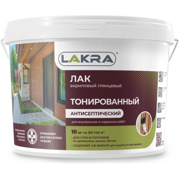 Тонированный лак Лакра сосна, в/д, 10 кг 90001537785 Тонированный лак Лакра сосна, в/д, 10 кг 90001537785