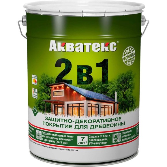 Защитно-декоративное покрытие для дерева Акватекс полуматовое, 20 л, сосна 257240 Защитно-декоративное покрытие для дерева Акватекс полуматовое, 20 л, сосна 257240