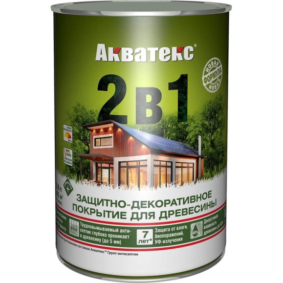 Защитно-декоративное покрытие для дерева АКВАТЕКС 2 в 1 полуматовое, груша, 0.8 л 257197 Защитно-декоративное покрытие для дерева АКВАТЕКС 2 в 1 полуматовое, груша, 0.8 л 257197
