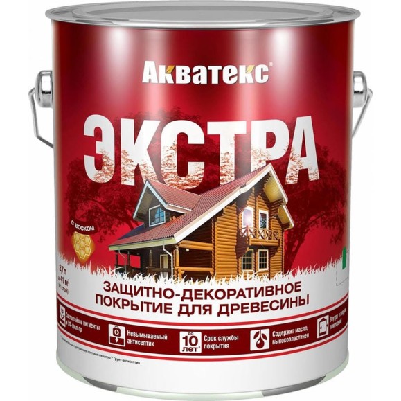 Защитно-декоративное покрытие для дерева АКВАТЕКС ЭКСТРА полуглянцевое, дуб, 2.7 л 259740 Защитно-декоративное покрытие для дерева АКВАТЕКС ЭКСТРА полуглянцевое, дуб, 2.7 л 259740