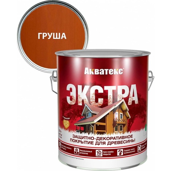 Защитно-декоративное покрытие для дерева АКВАТЕКС ЭКСТРА полуглянцевое, груша, 2.7 л 259739 Защитно-декоративное покрытие для дерева АКВАТЕКС ЭКСТРА полуглянцевое, груша, 2.7 л 259739