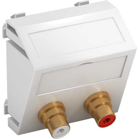Розетка мультимедийная OBO Bettermann Audio-Cinch, 1 модуль Modul45, 45x45 мм (наклонная), белая 6105078