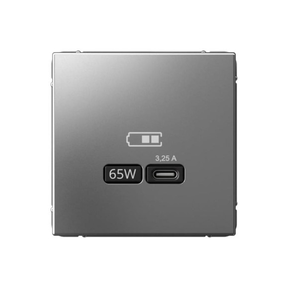 USB Розетка тип-С Systeme Electric ArtGallery Сталь 65Вт высокоскоростная зарядка QC, PD, механизм GAL000927