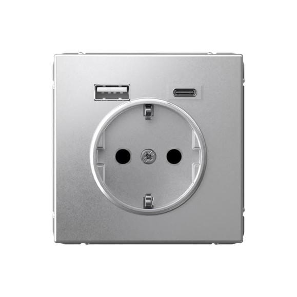 Розетка 16А с 2 USB A+C Systeme Electric ArtGallery Алюминий, 5В/2,4А/3,0А, 2x5В/1,5А, механизм GAL000332 Розетка 16А с 2 USB A+C Systeme Electric ArtGallery Алюминий, 5В/2,4А/3,0А, 2x5В/1,5А, механизм GAL000332