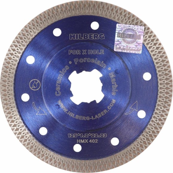 Диск алмазный отрезной Hilberg турбо ультратонкий 125x22.23 Hard Materials X-type X-Hole HMX402