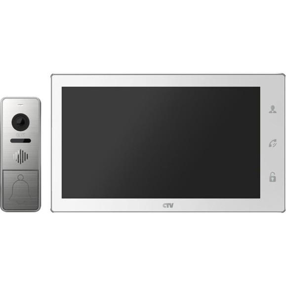 Комплект видеодомофона (вызывная панель -D4005 и монитор -M4106AHD) CTV -DP4106AHD W, поддержка формата Full HD, монитор с экраном 10" белый 10-0000340