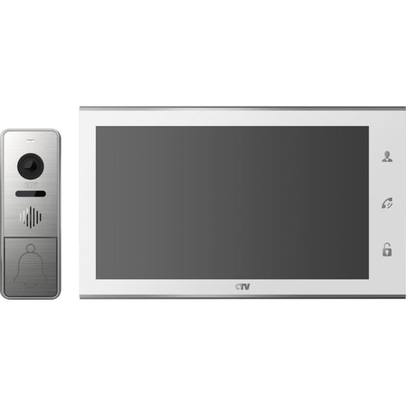 Комплект видеодомофона (вызывная панель -D4005 и монитор -M4105AHD) CTV -DP4105AHD W, поддержка формата Full HD, монитор с экраном 10" белый 10-0000331