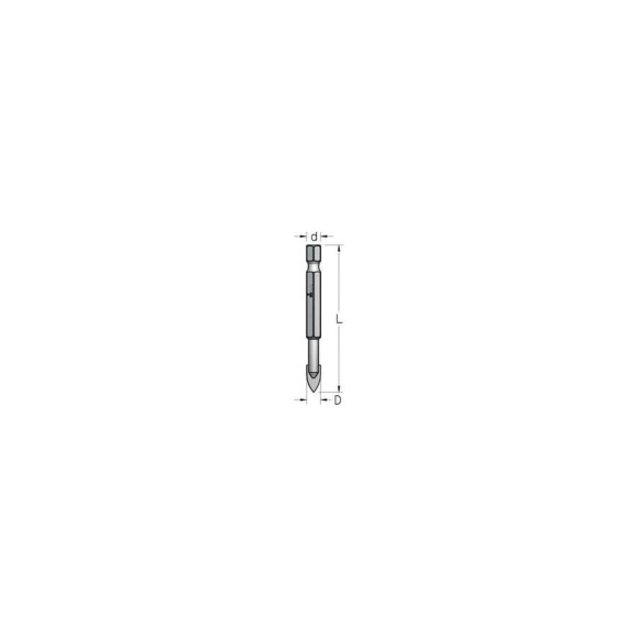Сверло для стекла и керамики WP D10 мм, L93 мм, хвостовик HEX1/4" WPW HMZ1004 Сверло для стекла и керамики WP D10 мм, L93 мм, хвостовик HEX1/4" WPW HMZ1004