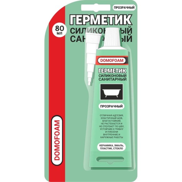 Герметик силиконовый санитарный DOMOFOAM 0.08 л, прозрачный 9782104