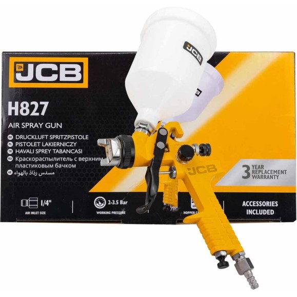 Краскораспылитель JCB с верхним пластиковым бачком 600мл JCB-H-827-2V(59973)