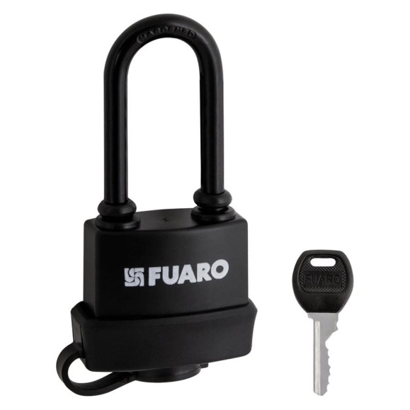 Замок навесной FUARO PL-WEATHER-3660 LS 3 ключа BLACK удлиненная дужка, английский, блистер 57509