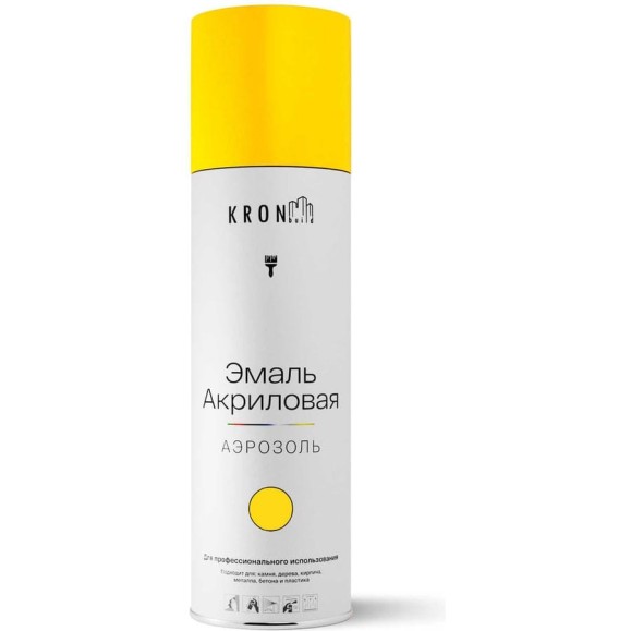 Эмаль акриловая Kronbuild RAL 1018 желтая, глянец, 520 мл SP1018G