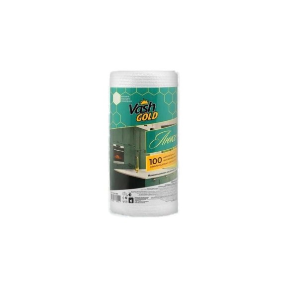 Многоразовая салфетка для уборки VASH GOLD ЛЮКС 100 листов в рулоне, 1/15 VG 308922