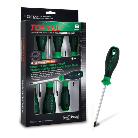 Набор отверток TOPTUL TORX с отверстием T10-T40 серии Pro-Plus, 6 предметов в картоне GFE-0603 Набор отверток TOPTUL TORX с отверстием T10-T40 серии Pro-Plus, 6 предметов в картоне GFE-0603
