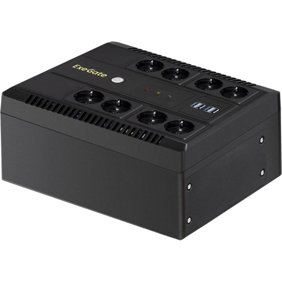 ИБП ExeGate NEO NNB-600.LED.AVR.8SH.CH 600VA/360W, LED, AVR, 8 Schuko, 4 USB-порта для зарядки, Black 293853 ИБП ExeGate NEO NNB-600.LED.AVR.8SH.CH 600VA/360W, LED, AVR, 8 Schuko, 4 USB-порта для зарядки, Black 293853