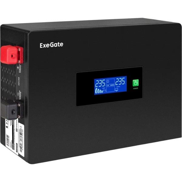 ИБП ExeGate инвертор, синус, для котла, PF=1, настенный IdealSine SR-1000.LCD.2SH 1000VA/1000W, чистая синусоида, цветной LCD-дисплей, 2 Schuko, внешняя бат 295993