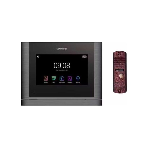 Комплект видеодомофона и вызывной панели COMMAX CDV-704mf (Темное серебро Black smog) / AVC 305 (Медь) CDV-704mf(DarksilverBlackS)/AVC305