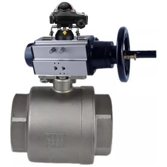Кран шаровой DN.ru КШМП.316.230-ISO Ду80 Ру40 с пневмоприводом, БКВ D160-31263