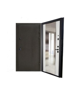 Входная дверь Омега Black LS-21 Черный шелк/Зеркало МДФ Ясень белый 860*2050 правая ООО ВДК ДМ98