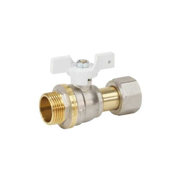 Кран шаровой латунный Aquasfera 1122 Standard никелированный, Ду20, Ру30, резьба/накидная гайка, полнопроходной, бабочка 1122-02 107-8063